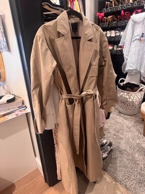 Marissa Webb Beige Trench Coat with Self-Tie Belt